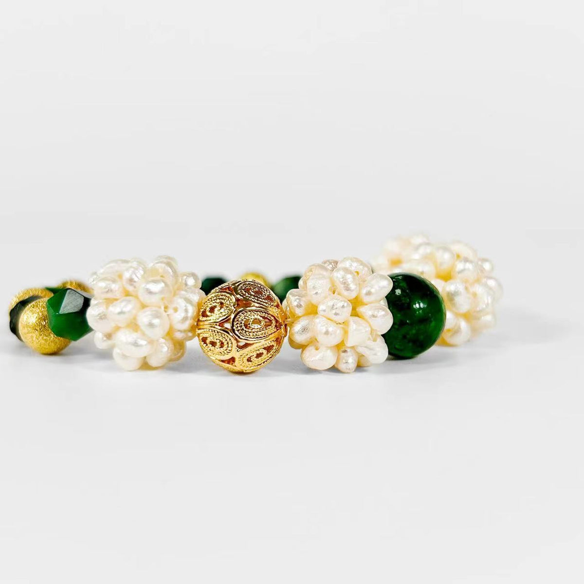 Freshwater Baroque Pearl & Green Agate Juno Bracelet