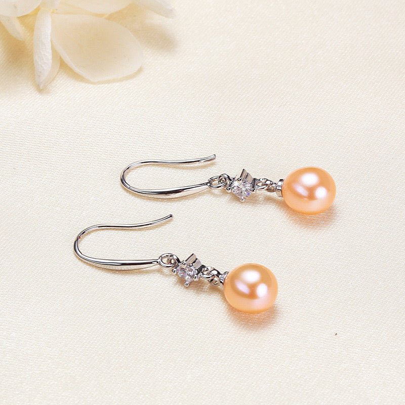 Brass Plated with 18K Gold Genuine Freshwater Pearl Celeste Earrings