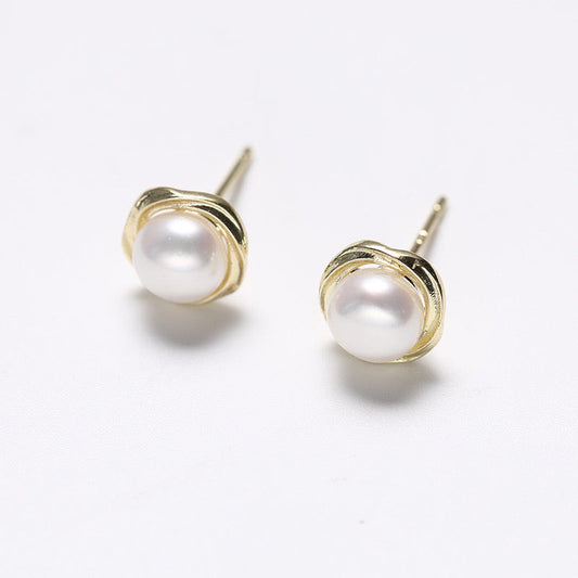 Genuine Freshwater Pearl Grace Lily Earrings - Side Angle View - Elegant Pearl Jewelry by Kikyo Pearl London