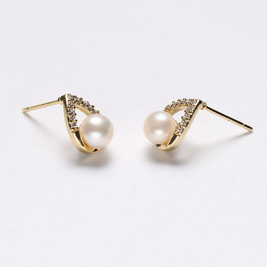 Genuine Freshwater Pearl Ocean Swing Earrings - Side Angle View - Elegant Pearl Jewelry by Kikyo Pearl London