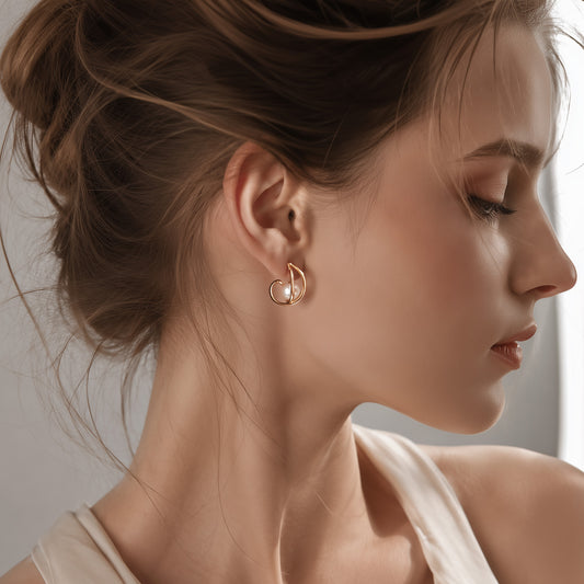 Genuine Freshwater Pearl S925 Silver Cross Earrings