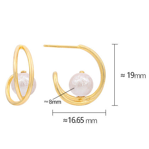 Genuine Freshwater Pearl S925 Silver Cross Earrings