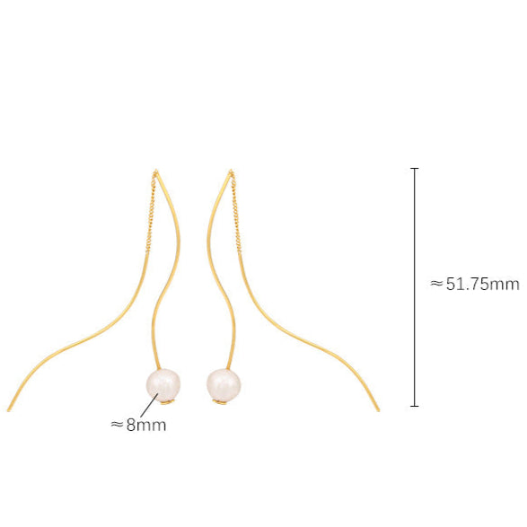 Genuine Freshwater Pearl S925 Silver Streamline Earrings