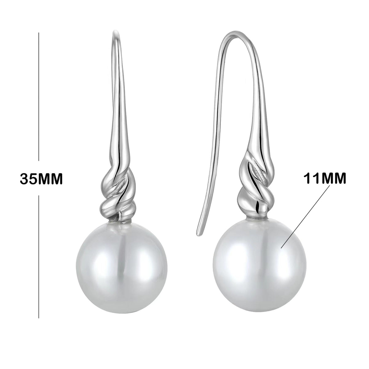 Genuine Freshwater Pearl S925 Silver Twist Earrings