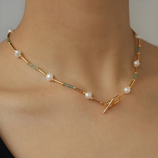 Genuine Freshwater Pearl Streamer Gemstone Necklace