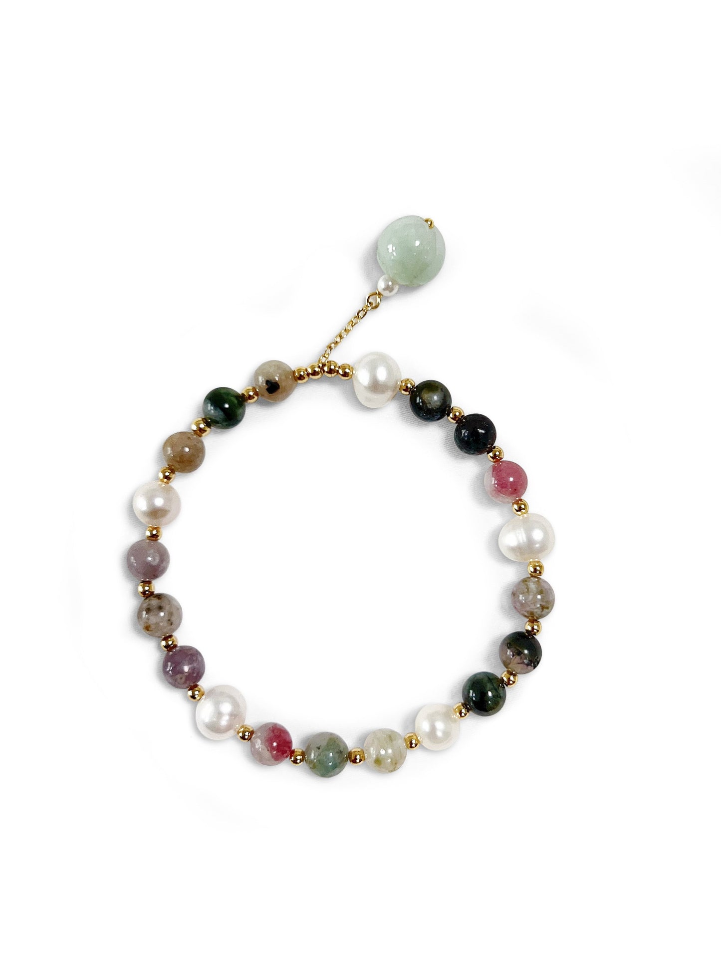 Mixed Tourmaline 8 Freshwater Pearl Harmony Bracelet