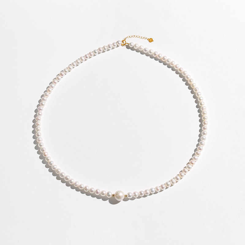 Solid 18K Gold Genuine Freshwater Pearl Moon Angel Necklace