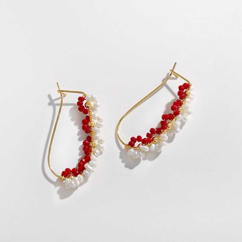 Boucles d'oreilles en perles d'eau douce véritables en forme de fleur de grenade