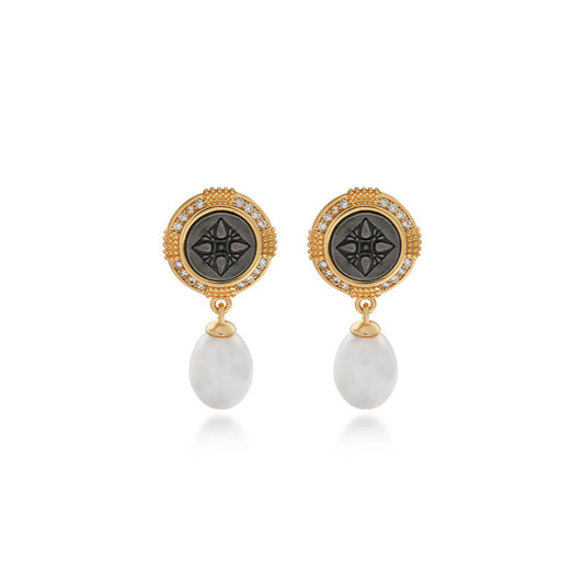 Genuine Freshwater Pearl Sunlight Shield Earrings