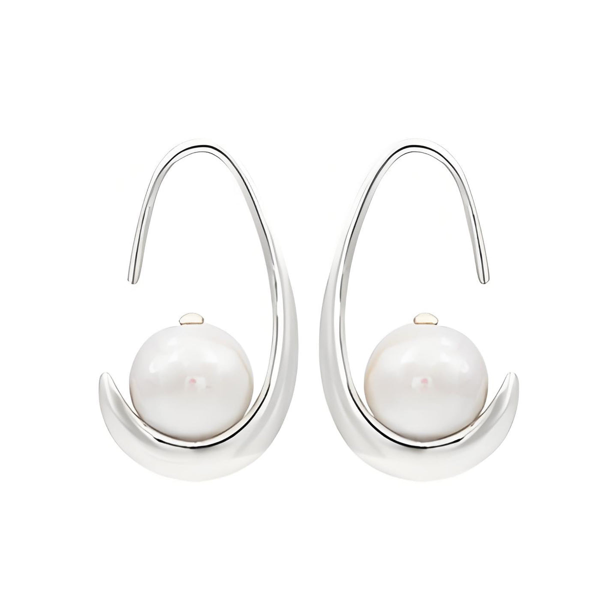 S925 Silver Genuine Freshwater Pearl Cradle Earrings