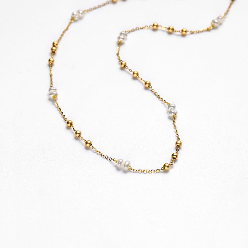 S925 Silver Genuine Freshwater Pearl Grain Necklace