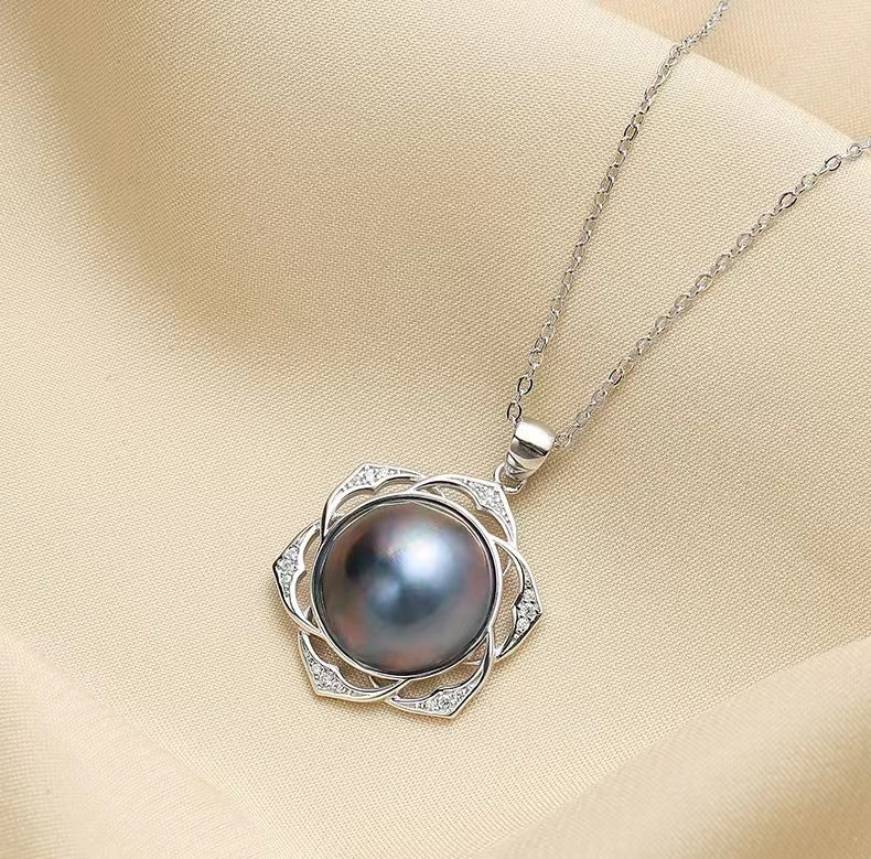 S925 Silver Genuine Tahitian Pearl Robaya Necklace