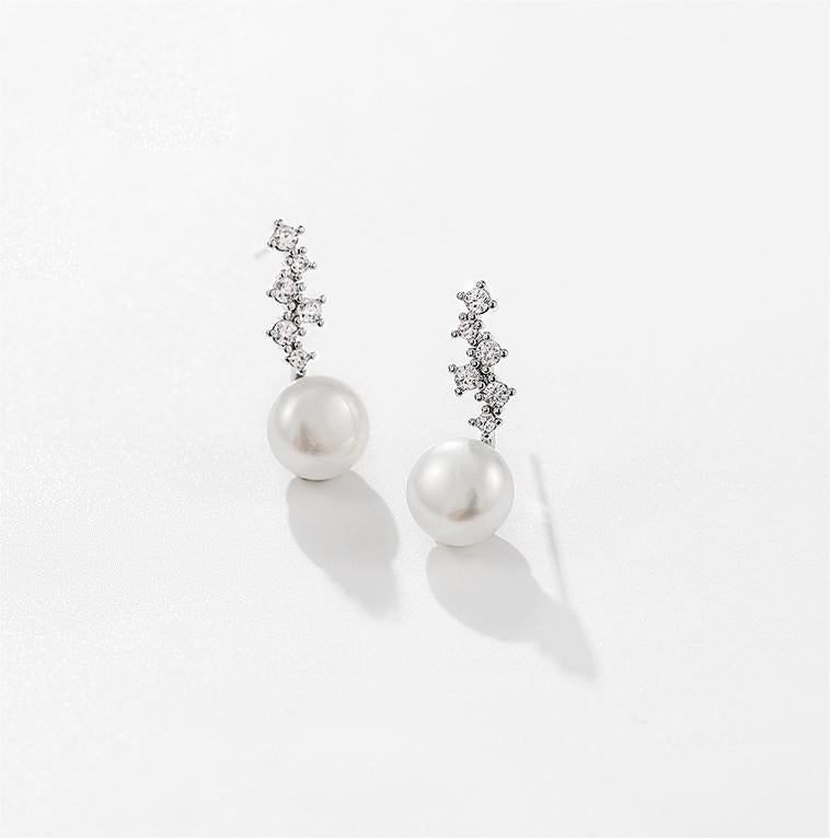 Boucles d'oreilles en perles d'eau douce véritables et fleurs de glace