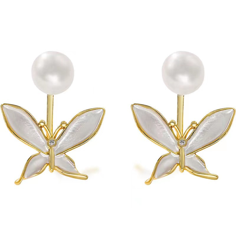Genuine Freshwater Pearl Pansies Earrings