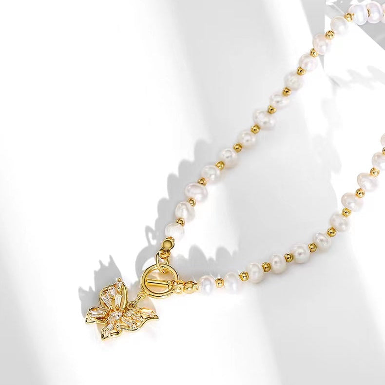 Genuine Freshwater Pearl Butterfly Necklace