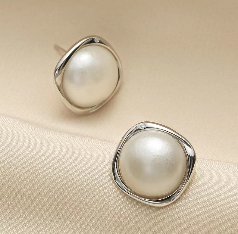 Boucles d'oreilles Eladah en véritable perle Mabe