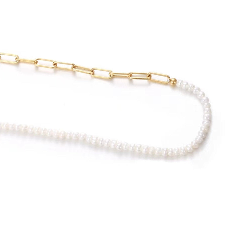 Collier en forme de cœur avec véritable perle d'eau douce