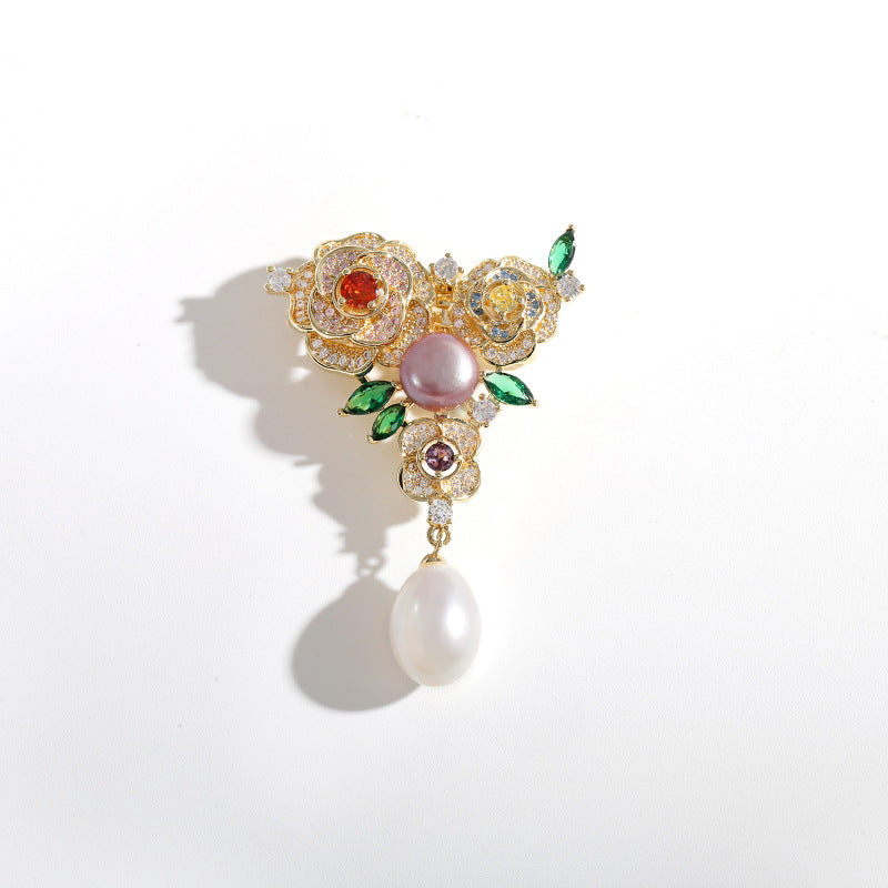 Boucles d'oreilles en perles d'eau douce véritables et fleurs du paradis