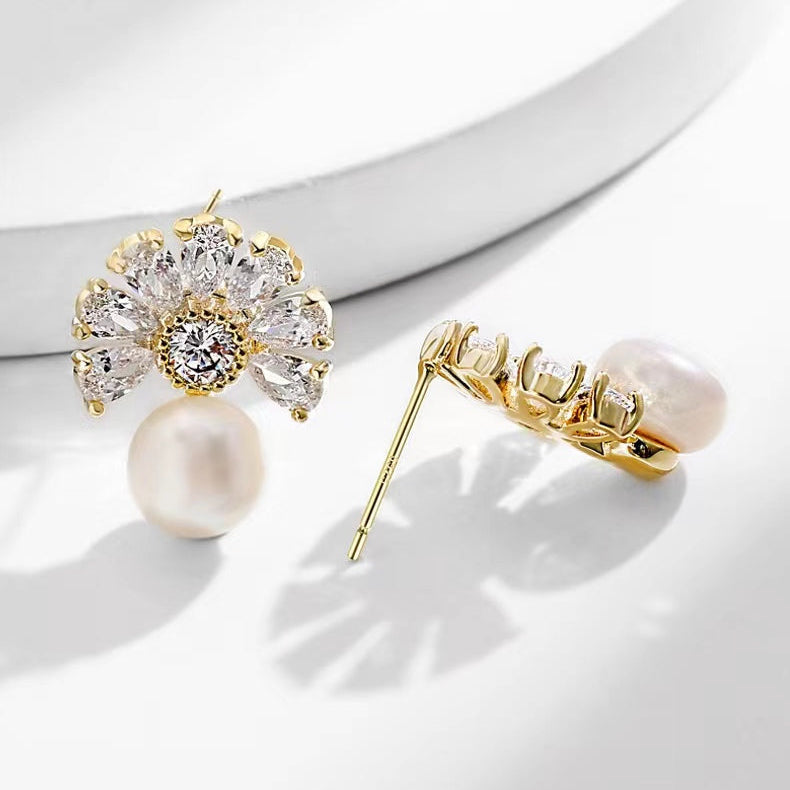 Genuine Freshwater Pearl Fan Earrings
