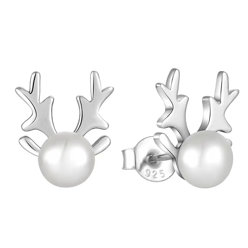 Boucles d'oreilles cerf en perles d'eau douce véritables