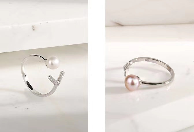 Conjunto de plata maciza S925 con auténtica perla de agua dulce