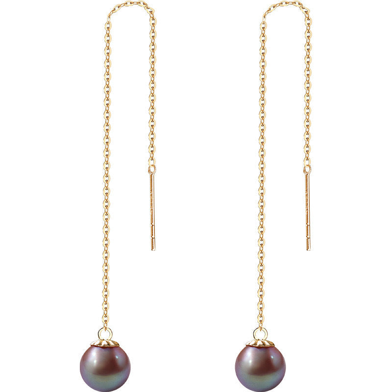 Solid 18K Gold Genuine Freshwater Pearl Tsuki Earrings