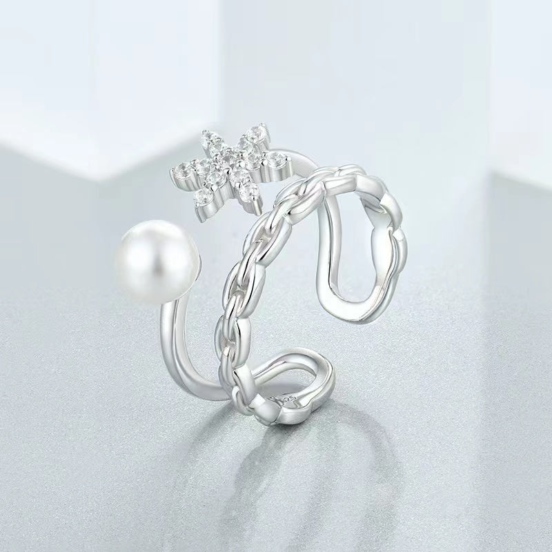 Bague étoile en perles d'eau douce véritables