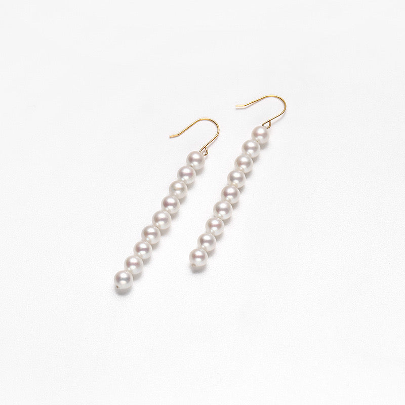 Solid 18K Gold Genuine Freshwater Pearl Augenstern Earrings