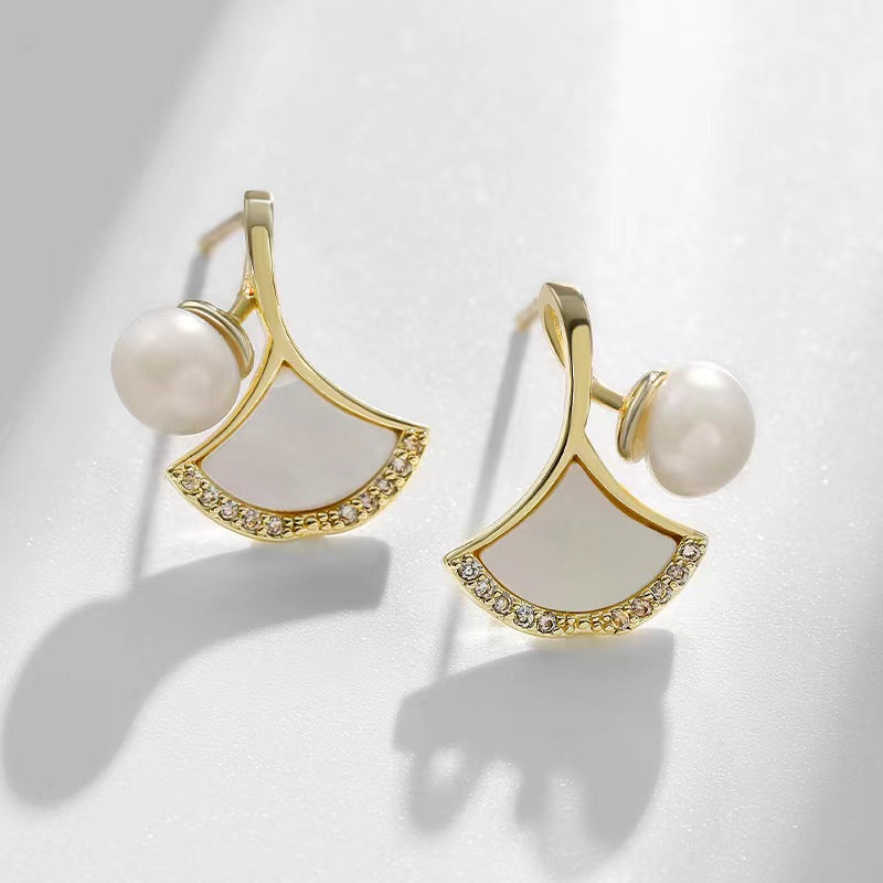 Genuine Freshwater Pearl Ginkgo Leaf Earrings