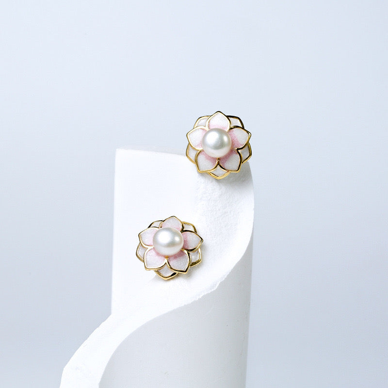 Boucles d'oreilles en véritable lotus d'eau douce
