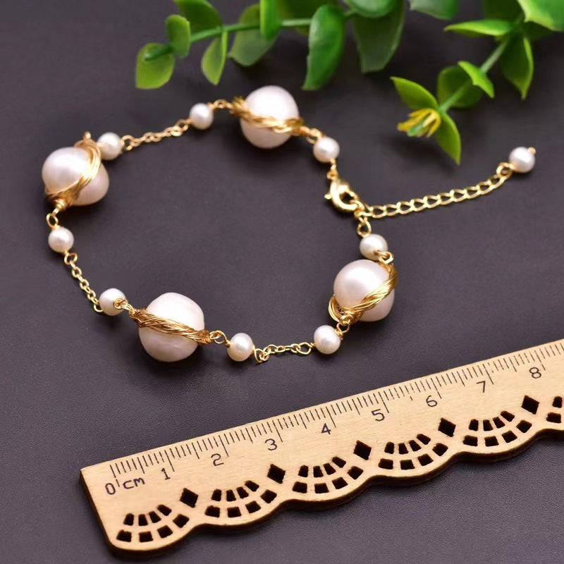 Bracelet Diana en véritables perles d'eau douce baroques