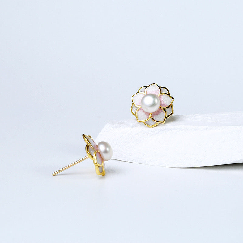 Boucles d'oreilles en véritable lotus d'eau douce