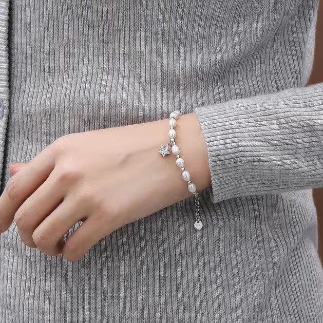 Bracelet Meteor en argent massif S925 avec véritable perle d'eau douce