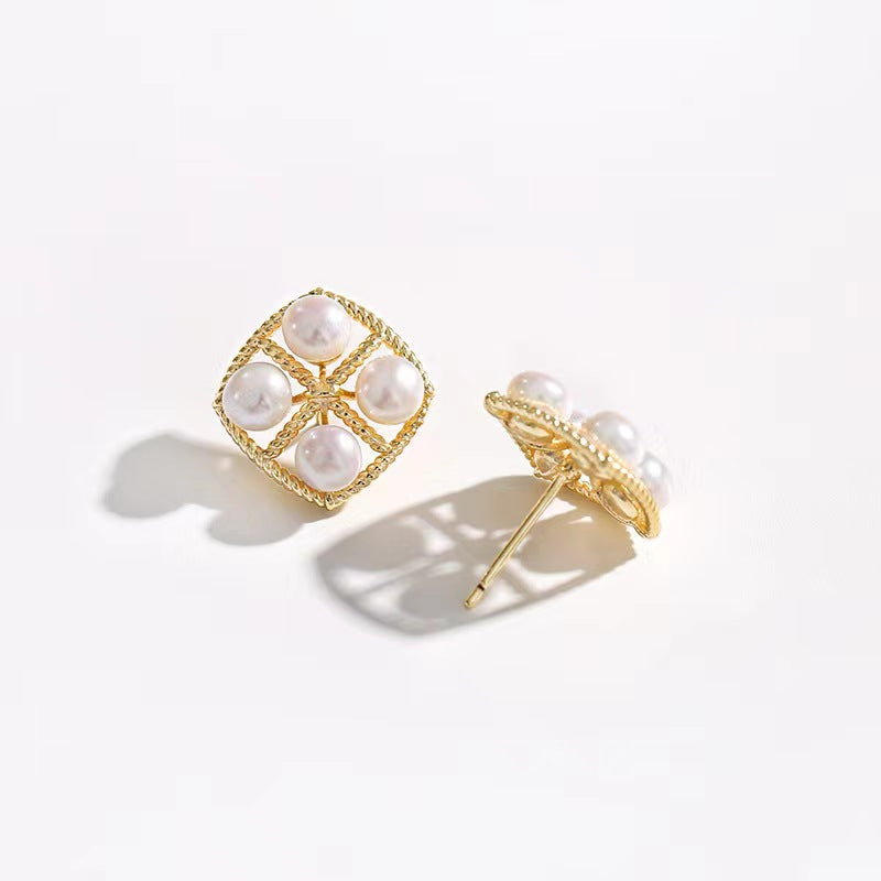 Genuine Freshwater Pearl Sunset Window Earrings