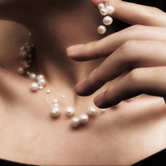Conjunto de perlas barrocas de agua dulce auténticas Scintilla