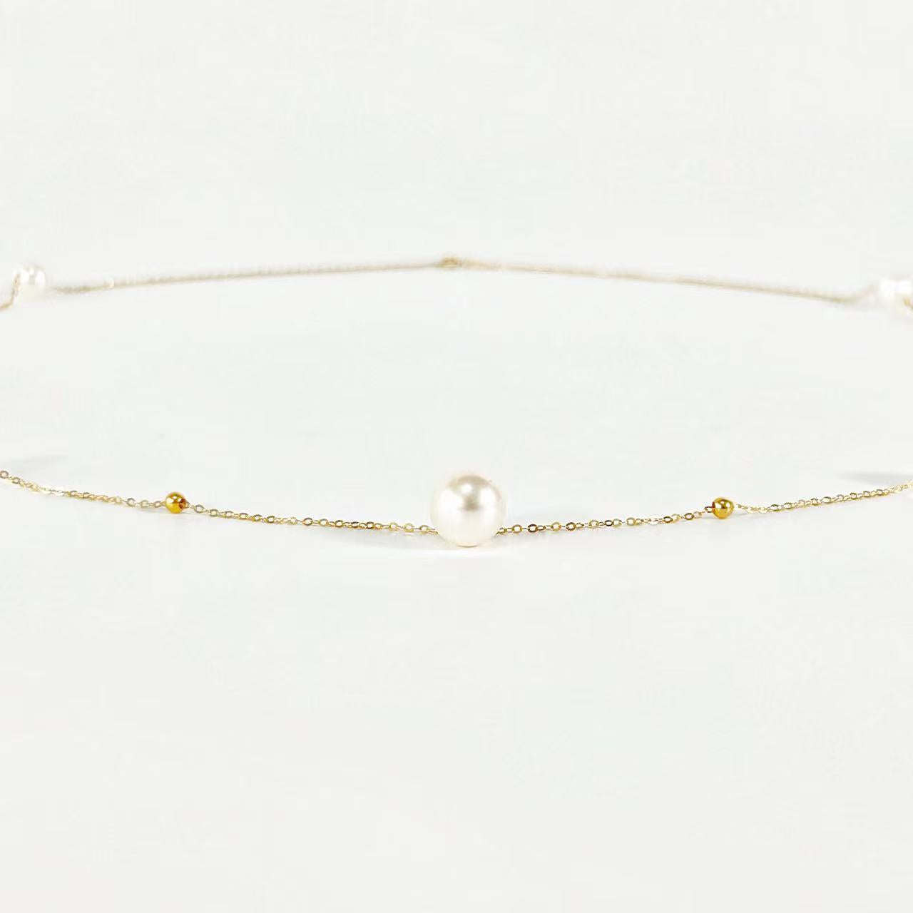 Genuine Freshwater Pearls 18K Solid Gold Bubble Necklace