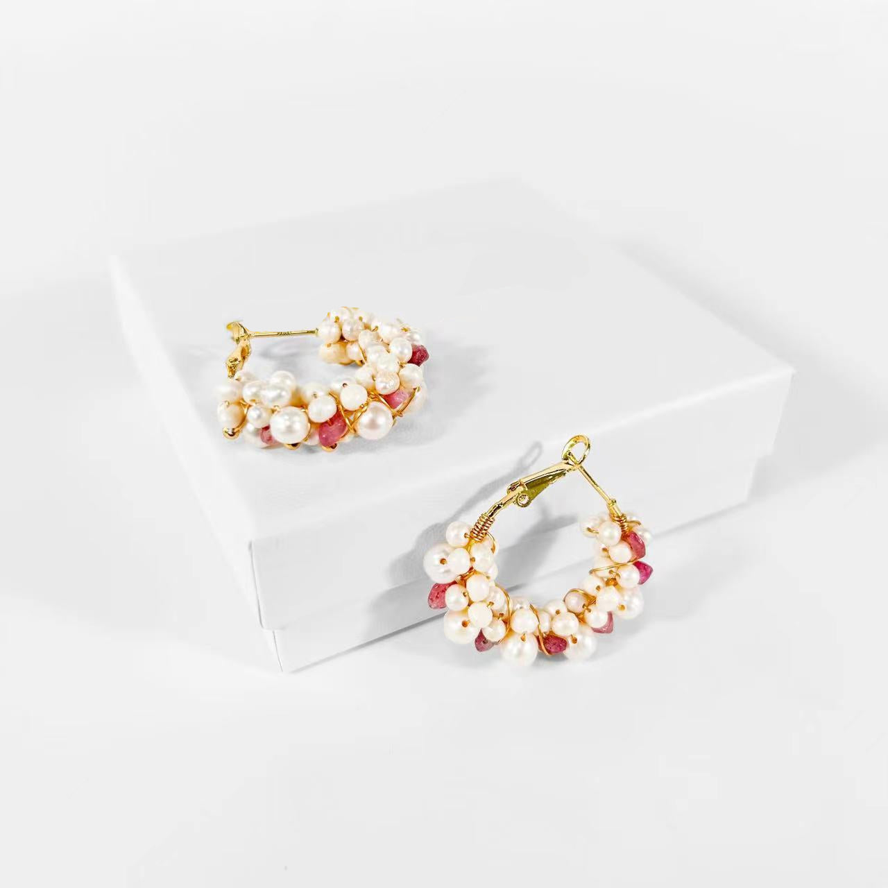 Boucles d'oreilles fruits mystérieux en véritable perle d'eau douce