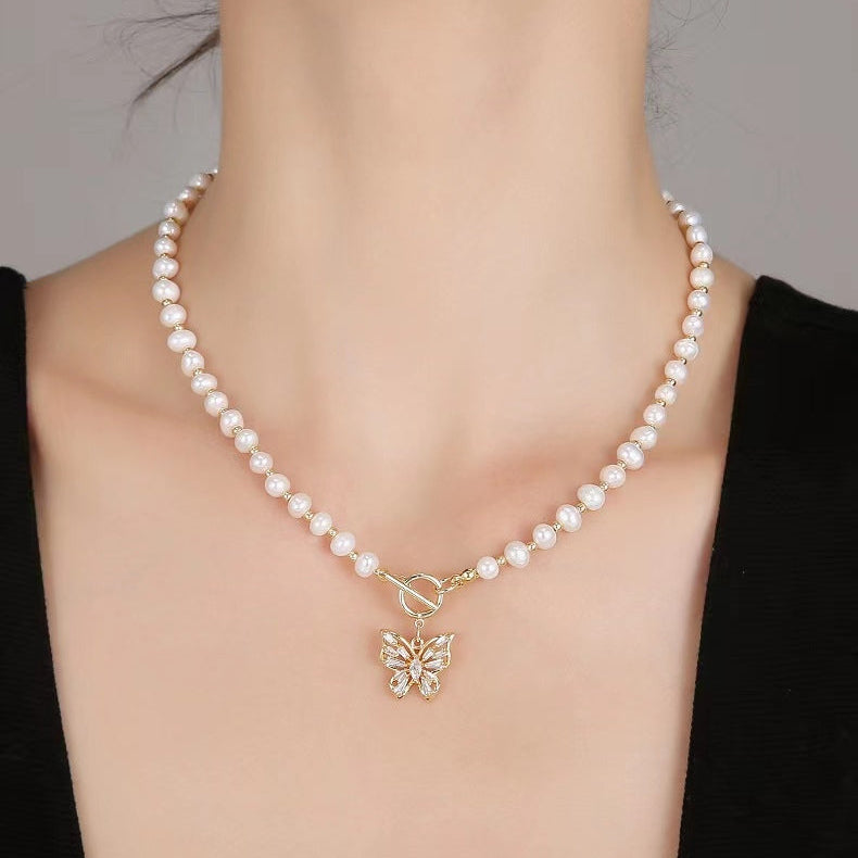 Genuine Freshwater Pearl Butterfly Necklace