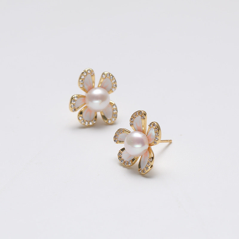 Boucles d'oreilles en argent massif S925 avec perles d'eau douce véritables