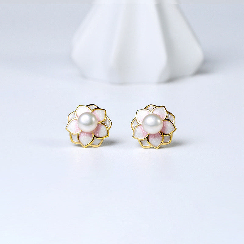 Boucles d'oreilles en véritable lotus d'eau douce