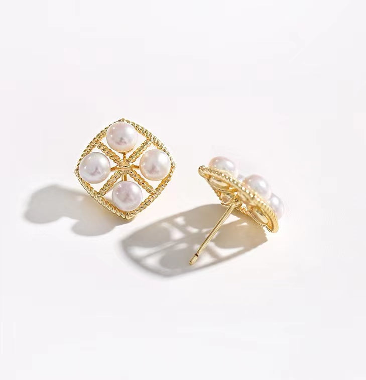 Genuine Freshwater Pearl Sunset Window Earrings
