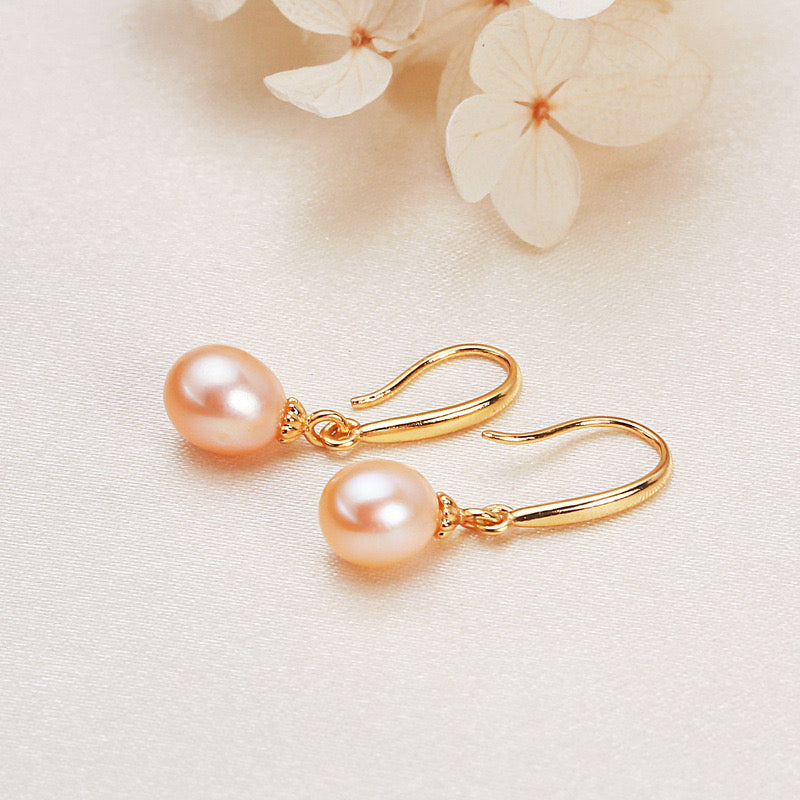 Brass Plated with 18K Gold Genuine Freshwater Pearl Candy Dew Earrings