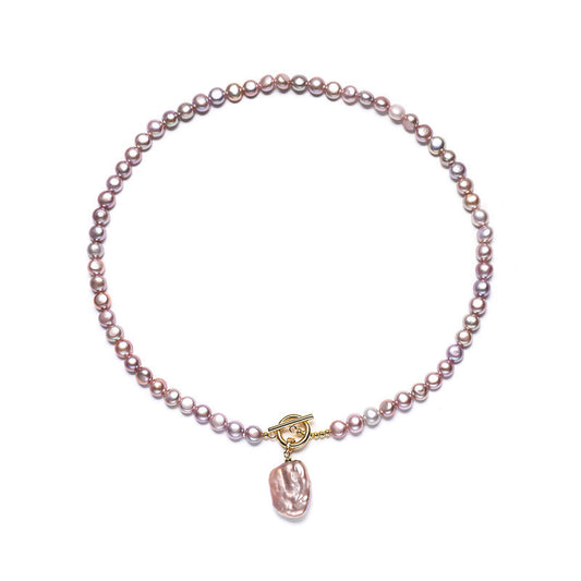 Collar Icey de plata maciza S925 con auténtica perla barroca