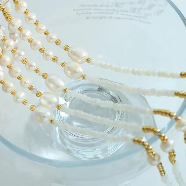 Collar Shirley de acero y titanio con perla de agua dulce genuina