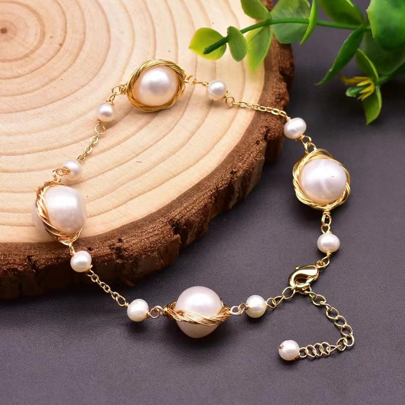 Bracelet Diana en véritables perles d'eau douce baroques