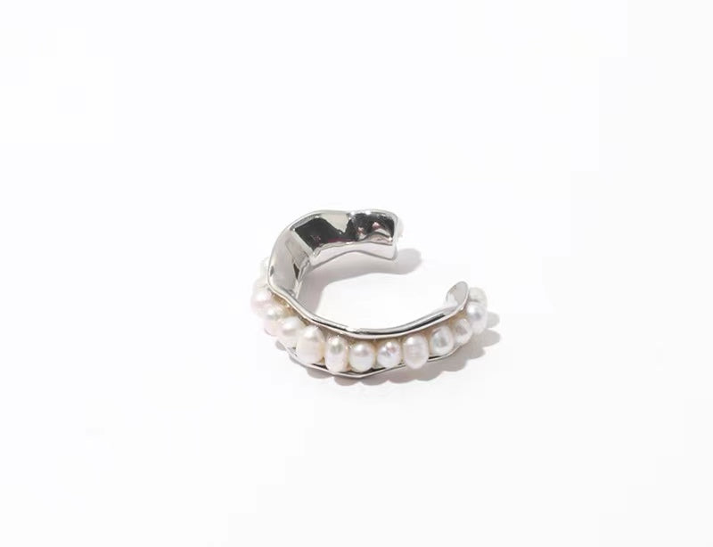 Anillo bucal de concha de perla de agua dulce natural genuina