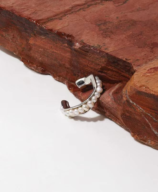 Anillo bucal de concha de perla de agua dulce natural genuina