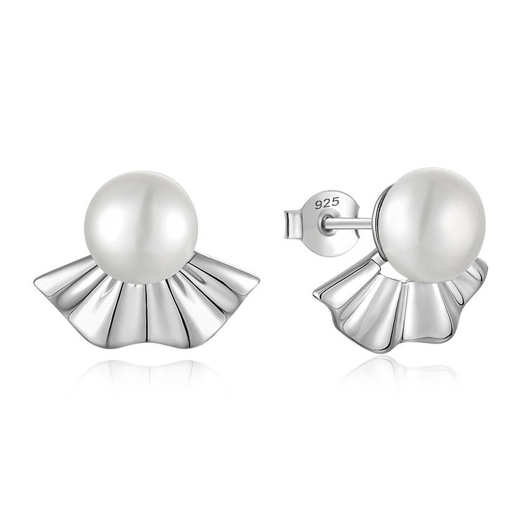 Boucles d'oreilles éventail japonaises en perles d'eau douce véritables