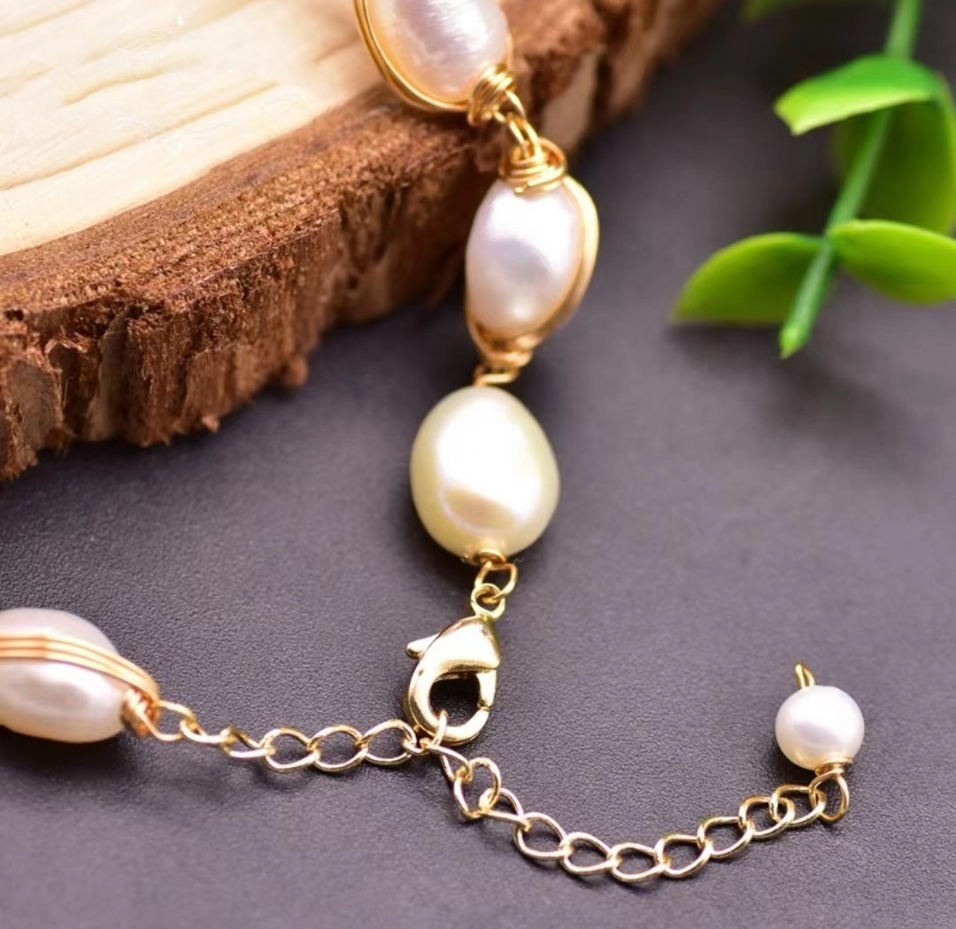 Pulsera Gaia de auténtica perla barroca de agua dulce (edición limitada)