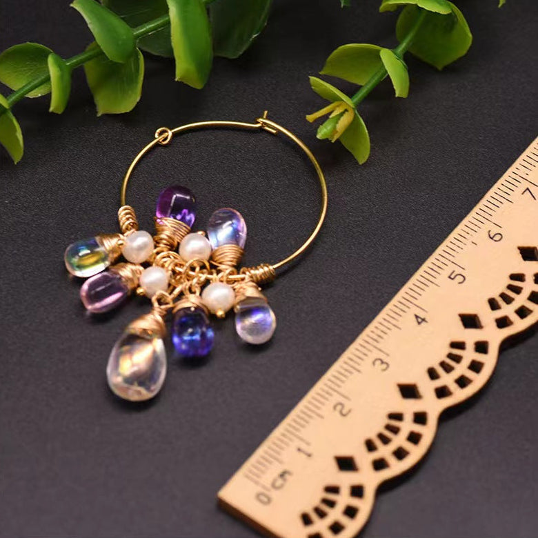 Genuine Freshwater Baroque Pearl Rainbow Tear Earrings